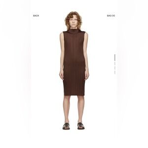 Issey Miyake Pleats Please Brown Midi Dress Size 3